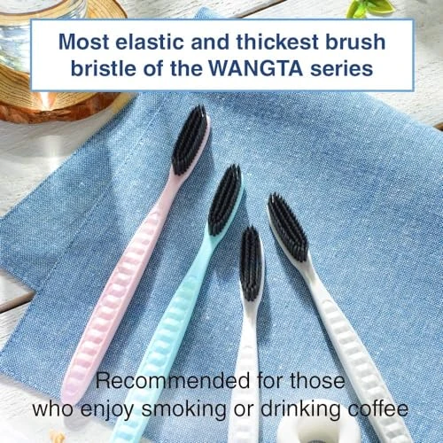 WANGTA Toothbrush 4pcs, Twice as Wide as Regular Brush Head, Wide Toothbrush, Long Brush Head, More Comfortable and