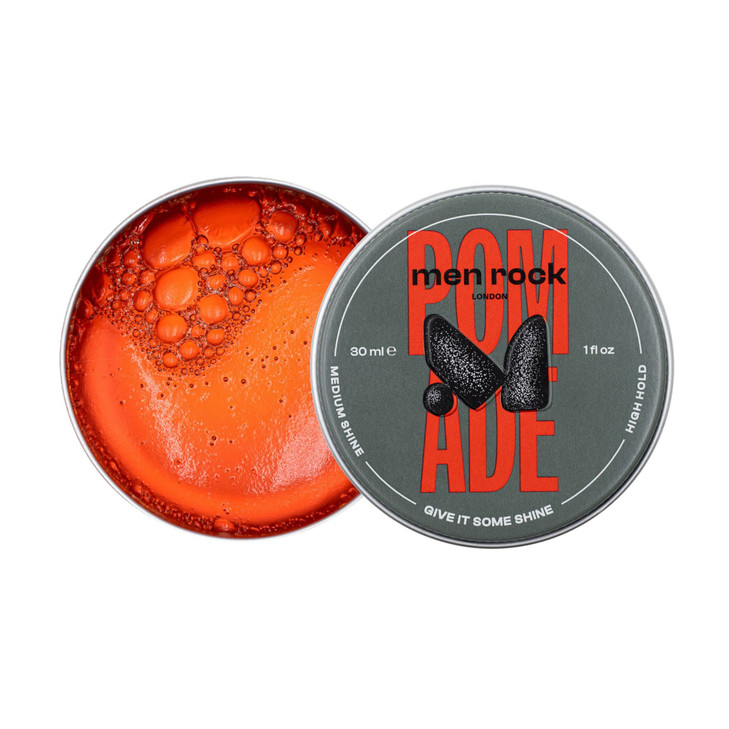 Men Rock Pomade with High Hold and Medium Shine for Slick and Classy Hairstyles, Use on Damp or Dry Hair, Suitable for All Hair Types, 30ml