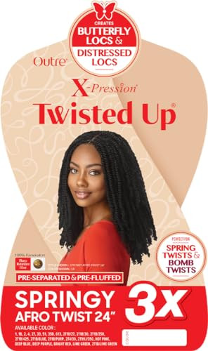 Outre Crochet Braids X-Pression Twisted Up 3X Springy Afro Twist 24" (1-pack, 1B)