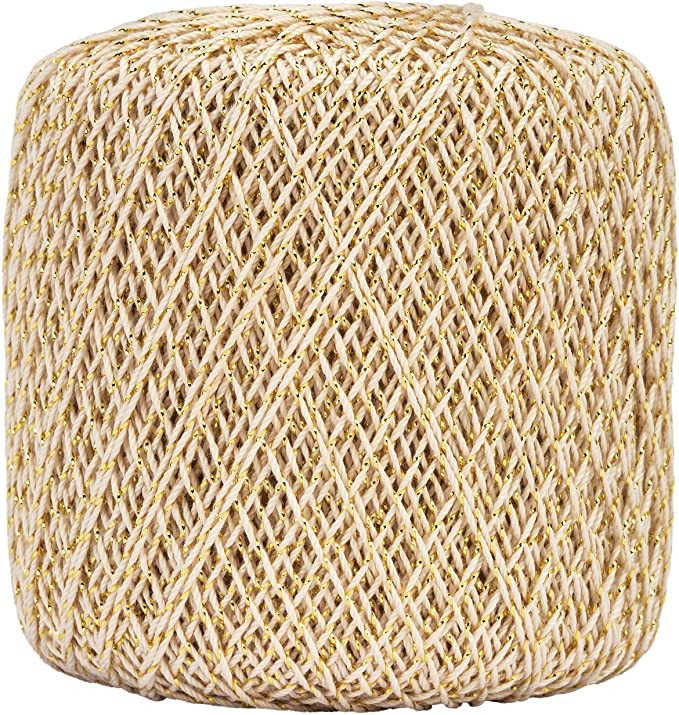 Aunt Lydia Metallic Natural/Gold Yarn - 3 Pack of 100y/91m - Mixed Materials - 10-100 Yards - Knitting/Crochet
