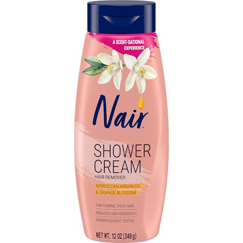 Nair Shower Cream, Quick and Easy Hair Removal Cream with Moroccan Argan Oil and Orange Blossom for Body, 12 Oz??