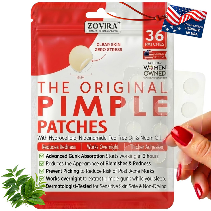Pimple Patches for Face (36 Count)  Overnight Hydrocolloid Acne Patch, Niacinamide + Salicylic Acid + Tea Tree,