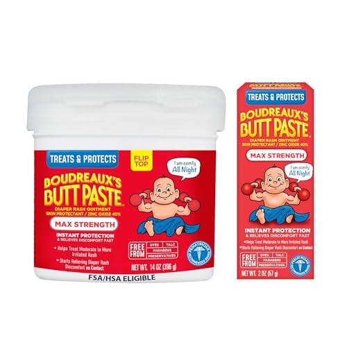 Boudreauxs Butt Paste Maximum Strength Diaper Rash Cream, 2oz & 14oz
