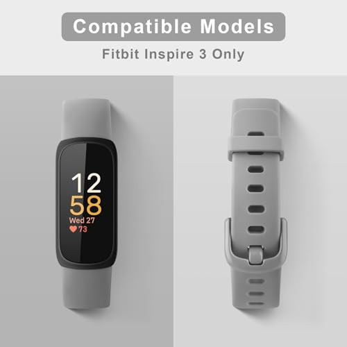 6-Pack Bands for Fitbit Inspire 3 Bands for Women Men, Soft Silicone Adjustable Wristband Replacement Straps