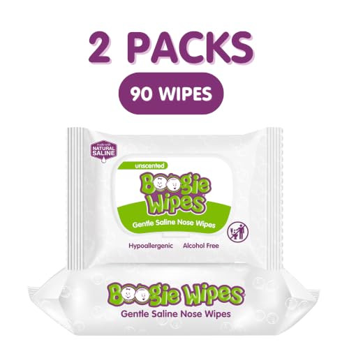 Boogie Gentle Saline Nose Wipes Unscented - 90 Count