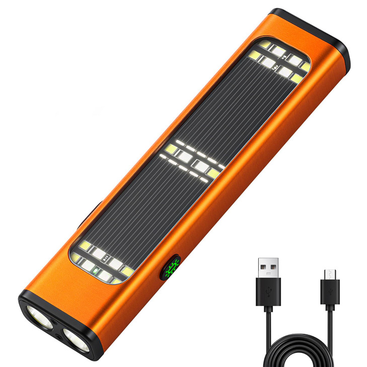 Ciwuzxs Solar/Rechargeable EDC Flat Flashlights, Small Pocket Light Orange