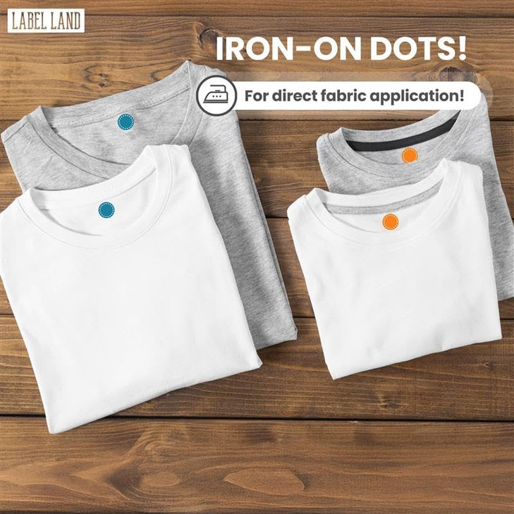 Color Coded Iron On Dot Labels - 200pcs, 8 Colors (25 Each Color) for Clothes & Laundry Organization, Round Clothing