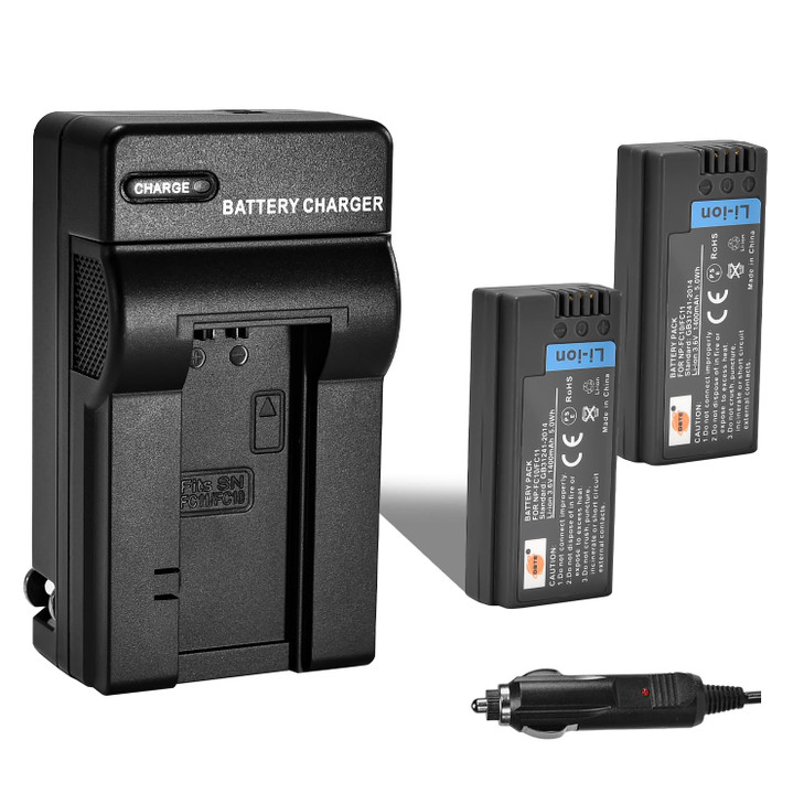 DSTE 2PCS NP-FC10 NP-FC11 Battery + Travel and Car Charger Adapter Compatible with Sony DSC-F77 DSC-F77A DSC- FX77