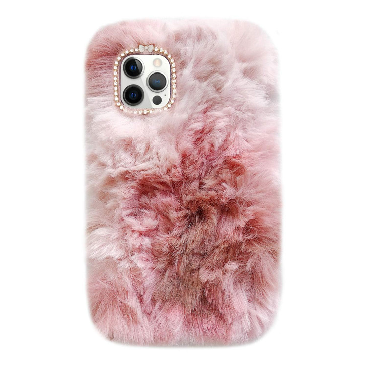 Guppy Compatible with iPhone 16 Pro Max Women Girls Plush Case 3D Cute Bling Bow Diamond Fluffy Furry Warm Gradient Fur Hair Design Soft Silicone Rub