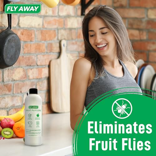 Fly Away Fruit Fly Liquid Lure - Trap Fruit Flies Fast. Safe Around Food. Fruit Fly Trap Indoor Bait for Kitchens,