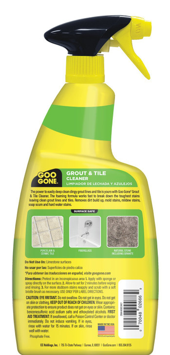 Goo Gone Grout & Tile Cleaner - 28 Ounce - Removes Tough Stains Dirt Caused By Mold Mildew Soap Scum and Hard Water
