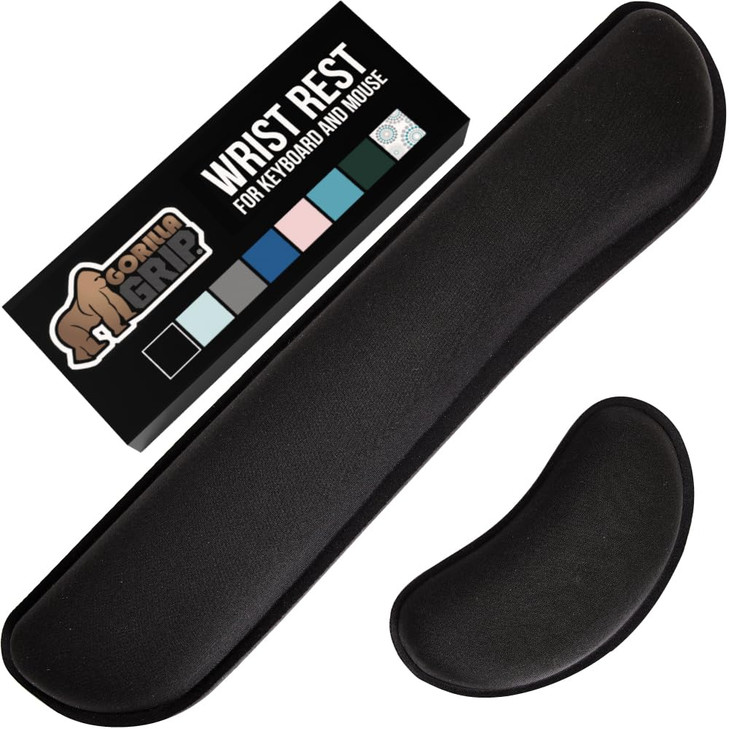 GORILLA GRIP Silky Memory Foam Wrist Rest for Computer Keyboard, Mouse, Ergonomic Design for Typing Pain Relief, Desk