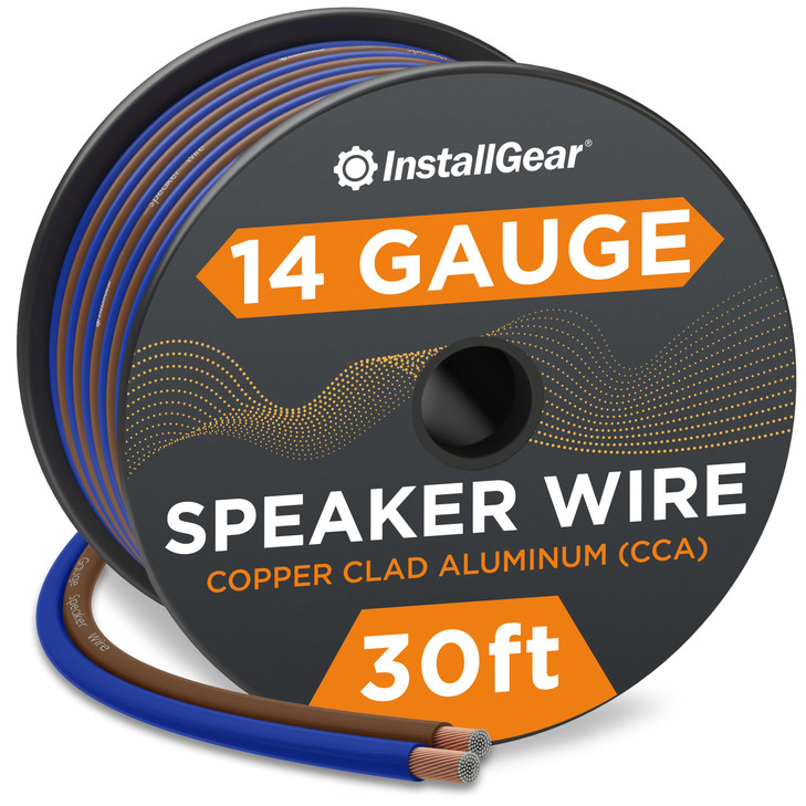 InstallGear 30ft 14 Gauge Speaker Wire - Copper Clad Aluminum Car Audio Speaker Wire for Stereo Systems - Flexible