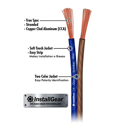 InstallGear 30ft 14 Gauge Speaker Wire - Copper Clad Aluminum Car Audio Speaker Wire for Stereo Systems - Flexible