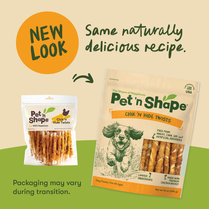 Pet 'n Shape Hide Twists - Chicken Wrapped Rawhide Dog Treats - Small Twist - 16 Ounce