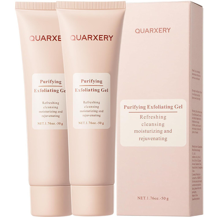 QUARXERY Purifying Exfoliating Gel for Face, 2Pcs Gentle Moisturizing Peeling Gel, Facial Exfoliator Cleanser Removes