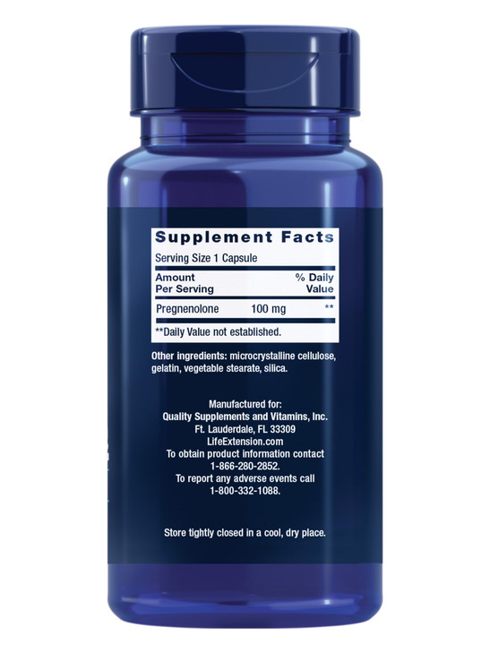 Life Extension Pregnenolone - Hormone Balance Supplement for Healthy Hormone Levels, 100 mg - Hormone Balance, Memory, Focus, Cognitive Health - Glut