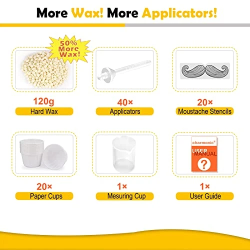 120g Wax Nose Wax Kit, Nose Hair Wax Kit with 40 Applicators, Quick & Painless Nose Waxing Kit for Men and Women, Nose
