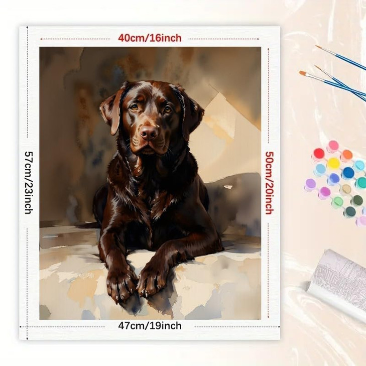 Animal Paint by Numbers Kit for Adults - DIY Chocolate Labrador Dog Portrait Painting on Canvas 16x20 Inches, Acrylic