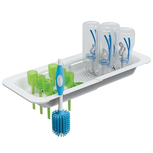 Dr. Brown's Sink Caddy for Baby Bottles and Parts with Two Brush Holders, Over the Sink Kitchen Storage, Drying Rack,