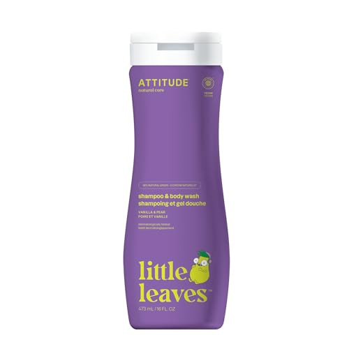 ATTITUDE Shampoo and Body Wash for Kids, EWG Verified Hair and Body Cleanser, Dermatologically Tested Soap, Plant and