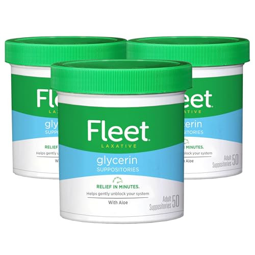Fleet Glycerin Suppositories for Constipation Relief, 50ct, Pack of 3