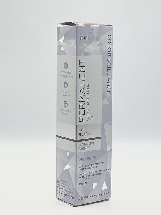 ion Permanent Creme Hair Color 1V Jet Black, Vegan, Cruelty Free, PPD Free, 100% Gray Coverage, Long Lasting, Fade