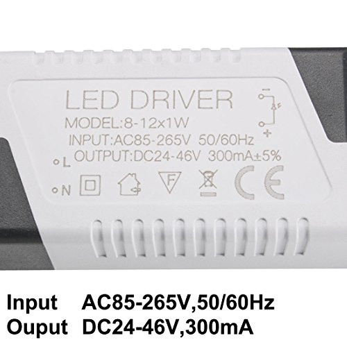 uxcell LED Driver 8-12W Constant Current 300mA High Power AC 85-265V Output 24-46V DC Connector External Power Supply