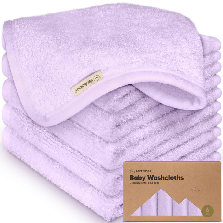 6-Pack Baby Washcloths,Soft Absorbent Washcloths for Face,Body (Soft Lilac)