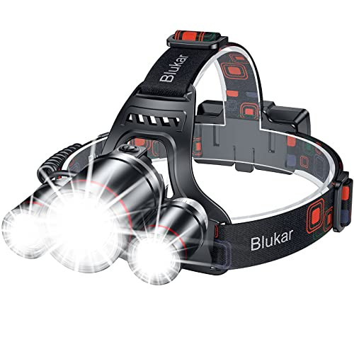 Blukar LED Headlamp Rechargeable,Ultra Bright Headlight with 3 Lights