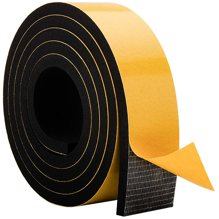 Neoprene Foam Weather Stripping, 2 Inch Wide X 3/8 Inch Thick, Door Jamb Seal Strip with Adhesive Backing for Doors &