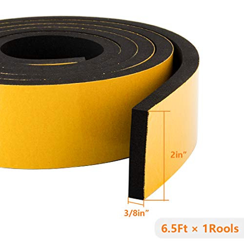 Neoprene Foam Weather Stripping, 2 Inch Wide X 3/8 Inch Thick, Door Jamb Seal Strip with Adhesive Backing for Doors &