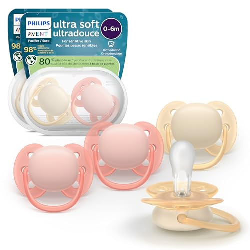 Philips Avent Ultra Soft Baby Pacifier, 0-6 Months, BPA-Free, 4-Pack