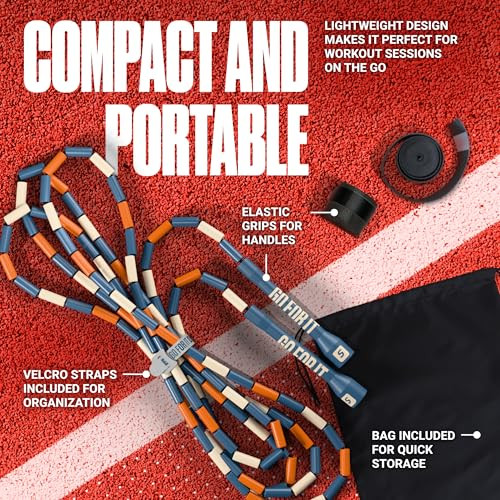 Sportbit Custom-Fit Beaded Jump Rope  Adjustable Length for Kids & Adults, Men & Women  Durable Fitness Rope for Gym