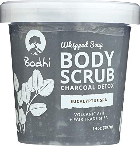 BODHI HANDMADE SOAP Eucalyptus Spa Charcoal Detox Whipped Soap Body Scrub, 14 OZ