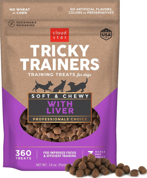 Cloud Star Tricky Trainers Soft & Chewy Dog Treats, Liver, 14 oz. Pouch