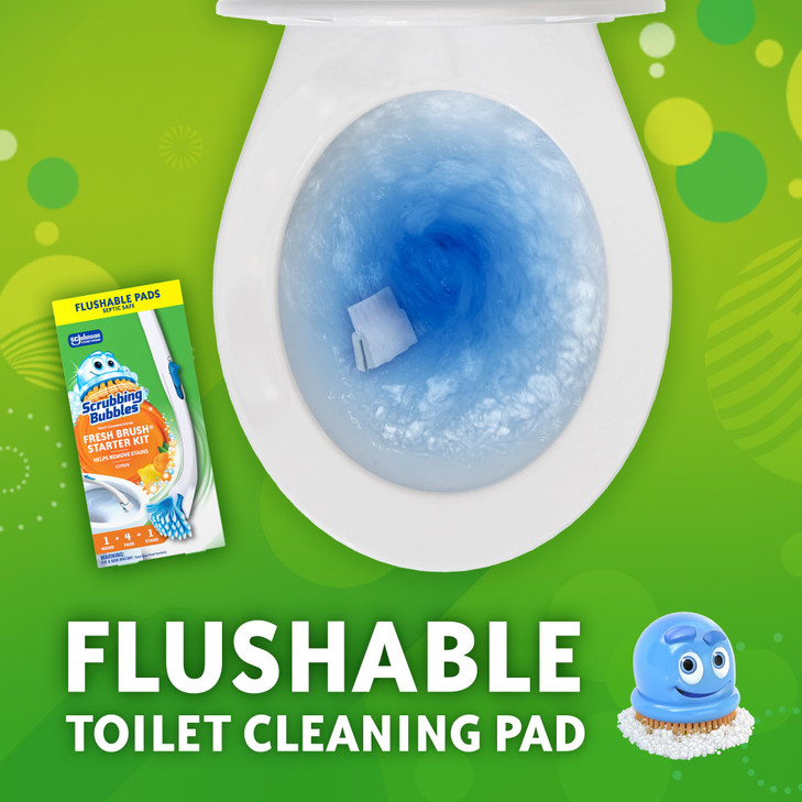 Scrubbing Bubbles Toilet Bowl Cleaning System with Flushable & Disposable Cleaner Refill Pads, Fights Odors and Helps