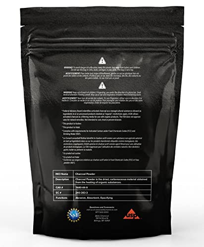 (1LB) Organic Coconut Activated Charcoal Powder - Food Grade, Kosher - Teeth Whitening, Facial Scrub, Soap Making (1