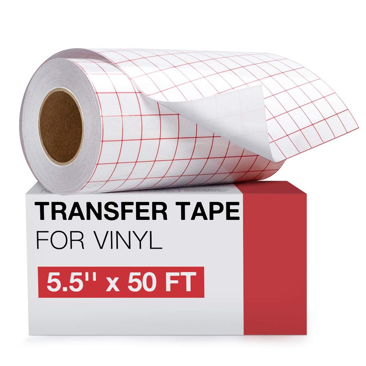 HTVRONT Transfer Tape for Vinyl, 5.5" x 50 FT, Red Alignment Grid