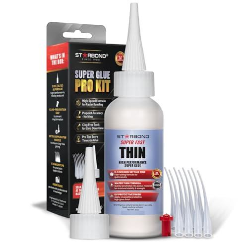 Starbond Super Fast Thin CA Glue  Super Glue Pro Kit with Precision Microtips Anti-Clog Cap & Extra Nozzles  Premium