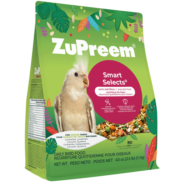 ZuPreem Smart Selects Cockatiel & Conure Food, Seed Blend, Medium, 2.5 lb
