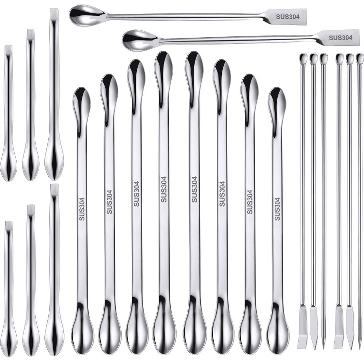 22 Pcs Stainless Steel Lab Spatula Micro Scoop Set for Gel Cap Filler