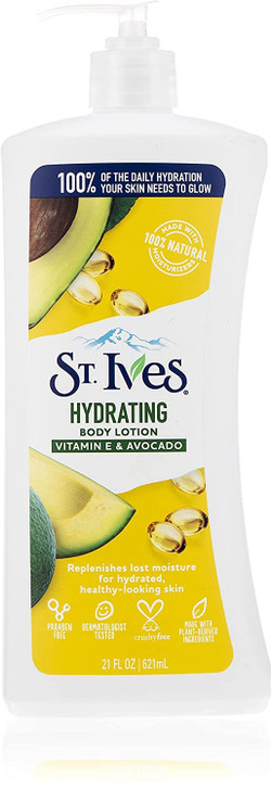 St. Ives Hydrating Body Lotion, Vitamin E and Avocado, 21 oz