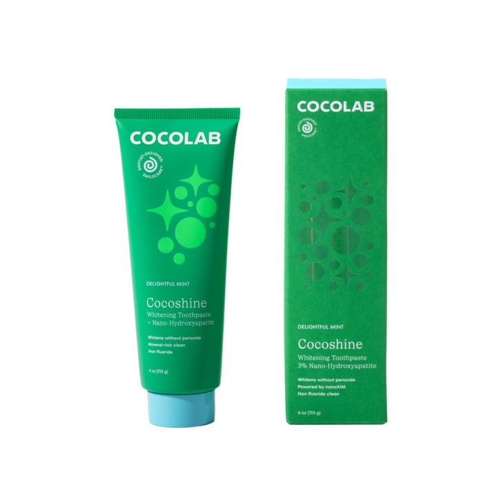 Cocoshine 3% Nano-Hydroxyapatite Toothpaste by COCOLAB, Mint 4oz | 3% formula, fluoride-free with xylitol & coconut