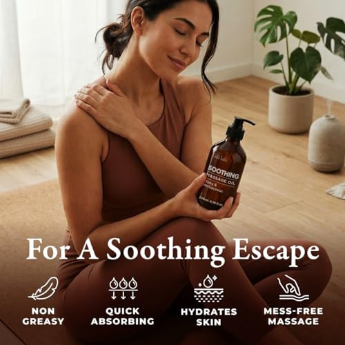 Gya Labs Soothing Muscle Massage Oil for Massage Therapy, Body Oil 6.76 OZ