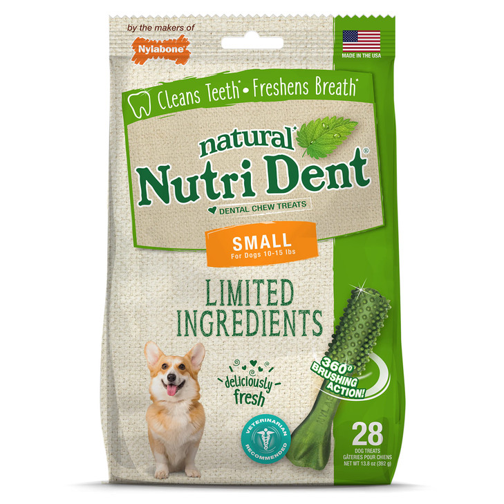 Nylabone Nutri Dent Dog Dental Chews - Natural Dog Teeth Cleaning & Breath Freshener - Dental Treats for Dogs - Fresh