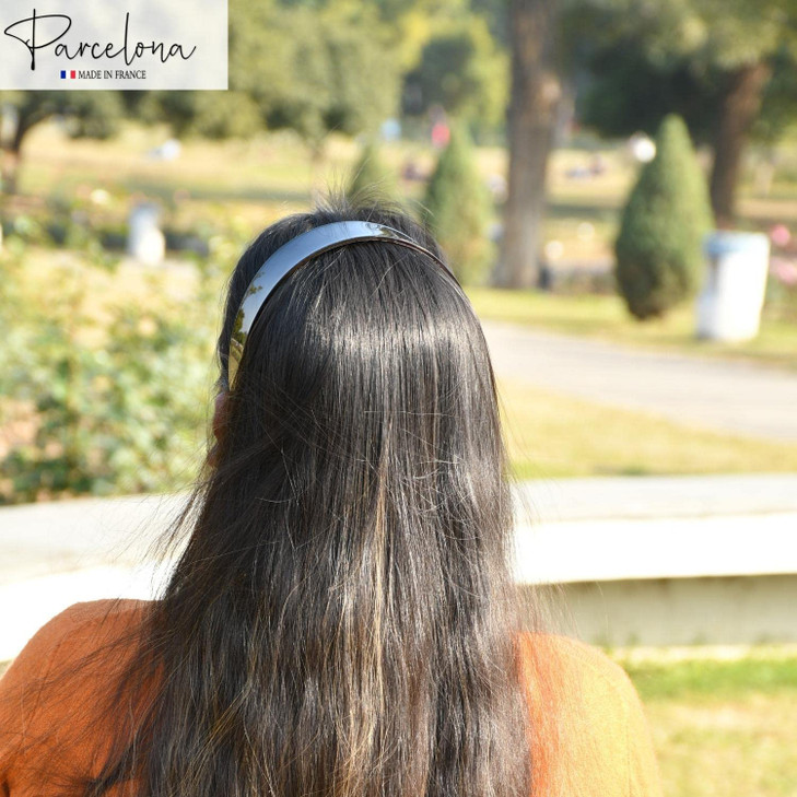 Parcelona French Wide 3/4" Shell Brown and Black Headbands for Women, 2 pcs