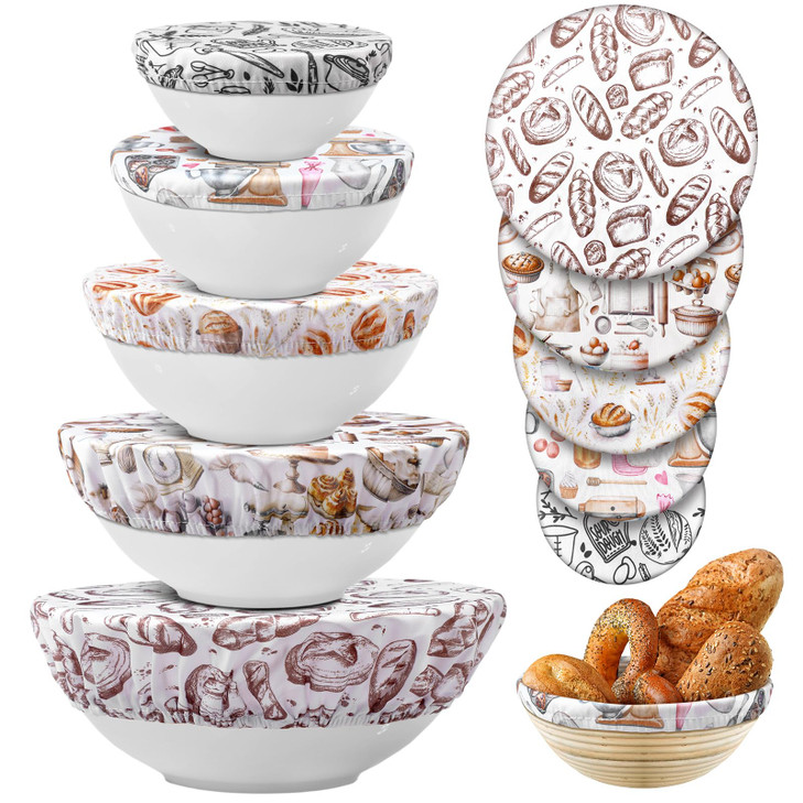 Patelai 10 Pcs Reusable Bowl Covers in 5 Size, Brown,Kitchen Style