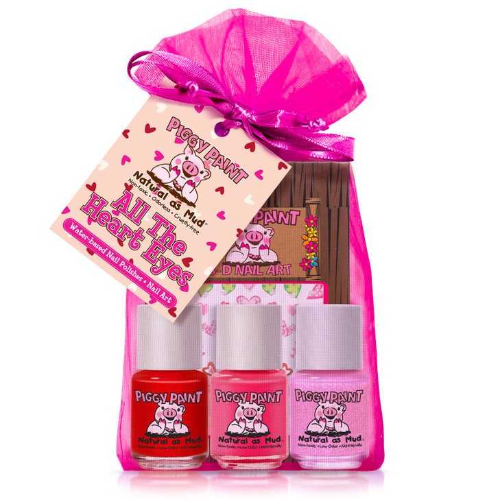 Piggy Paint | 100% Non-Toxic Girls Nail Polish | Safe, Cruelty-free, Vegan, & Low Odor for Kids | All the Heart Eyes