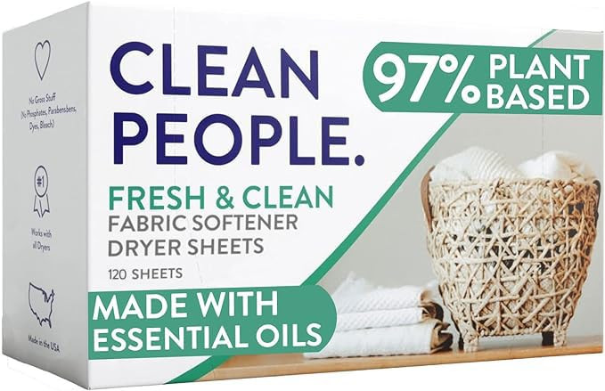 The Clean People Fabric Softener Sheets - Dryer Sheets - Softens & Removes Static Cling - Vegan Laundry Softener With